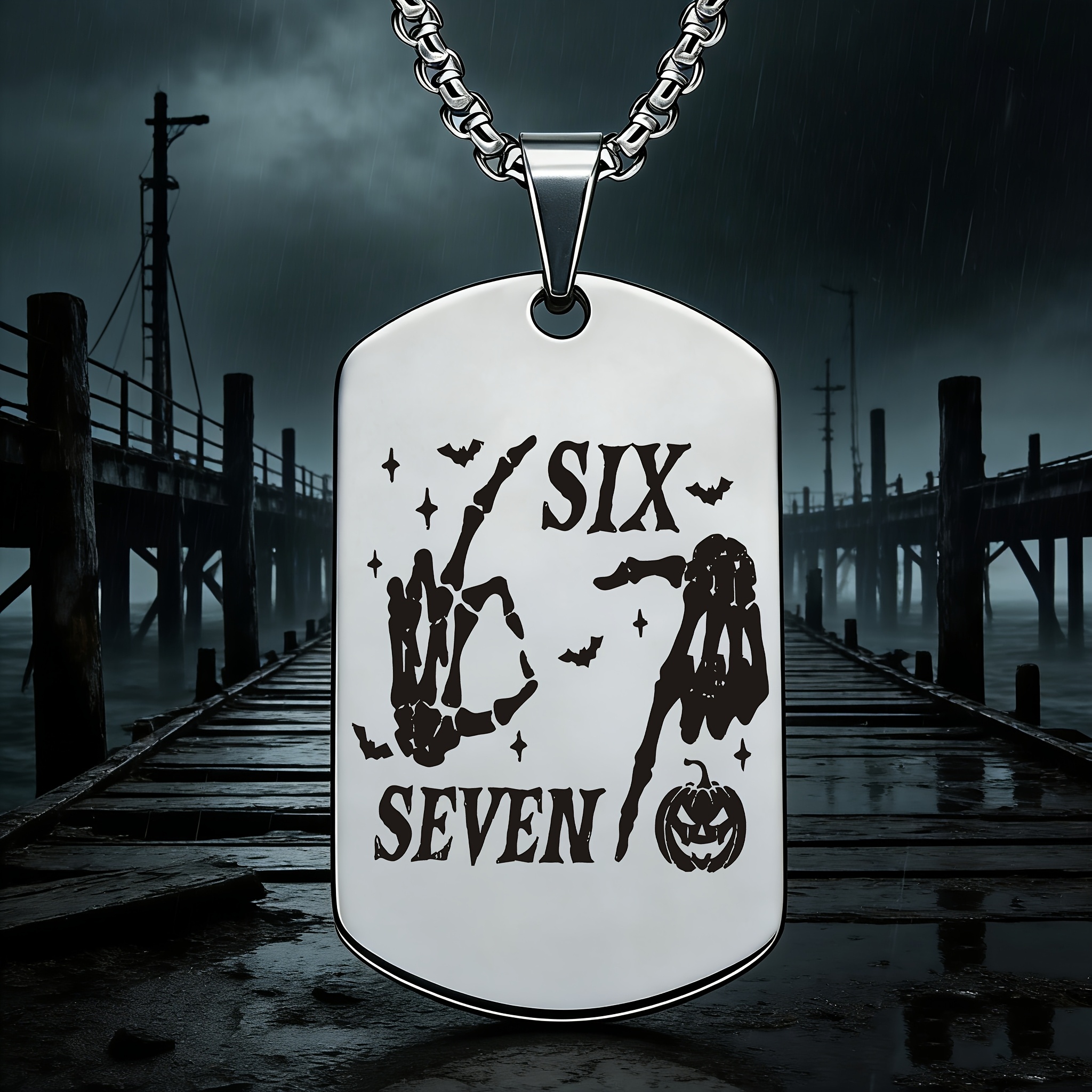 A "SIX SEVEN" Dark Style 201 Stainless Steel Pendant Necklace